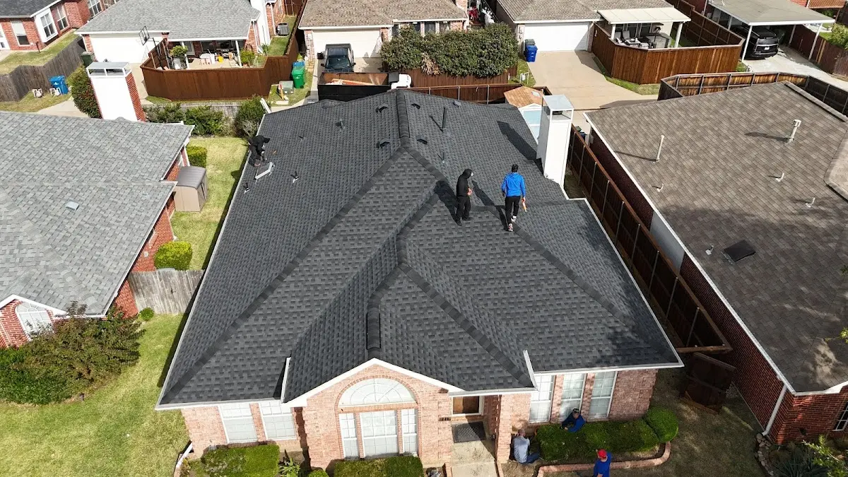 Slate & Tile Roof Repair work in progress on a Frisco property